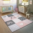 thumbnail image 1 of Paco Home Kids Rug with Rainbows & Hearts, Checkered in Pink White - 3'11" x 5'7" (4'x6'), 1 of 5