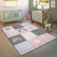 thumbnail image 1 of Paco Home Kids Rug with Rainbows & Hearts, Checkered in Pink White - 4'7" x 6'7" (4'x6'), 1 of 4