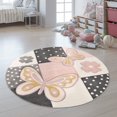 thumbnail image 1 of Paco Home Kids Rug for Nursery Butterflies and Flowers in Pink - 6'7" Round (6'Round), 1 of 6