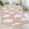 thumbnail image 1 of Paco Home Kids Rug with Charming Clouds for Nursery in Pastel Pink - 5X7, 1 of 5