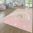 thumbnail image 1 of Paco Home Kids Rug with Rainbow and Hearts in Pink - 4'4" x 6'3" (4'x6'), 1 of 5