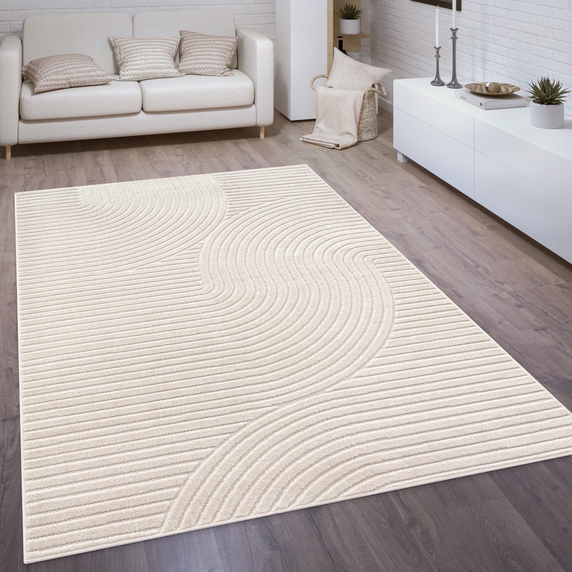 Paco Home Modern Area Rug Minimalist Design with Curved Line Pattern in ...
