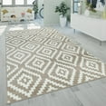 thumbnail image 1 of Modern Low-Pile Rug Geometric Moroccan Design in Pastel Colors in Beige - 3'11" x 5'7" (4'x6'), 1 of 5