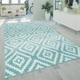 thumbnail image 1 of Modern Low-Pile Rug Geometric Moroccan Design in Pastel Colors in Blue - 5'3" x 7'3" (5'x7'), 1 of 5
