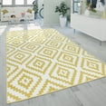 thumbnail image 1 of Modern Low-Pile Rug Geometric Moroccan Design in Pastel Colors in Yellow - 6'7" x 9'2" (6'x9'), 1 of 5