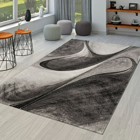 Paco Home Modern Designer Rug with Abstract Pattern in Grey - 3'11" x 5'7" (4'x6')