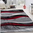 thumbnail image 1 of Paco Home Modern Area Rug with Wave Effect in Grey Red - 3' x 5', 1 of 5
