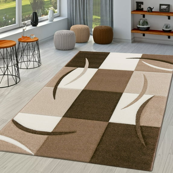 Paco Home Modern Geometric Living Room Area Rug in Brown – 5'3" x 7'7" (5'x7')