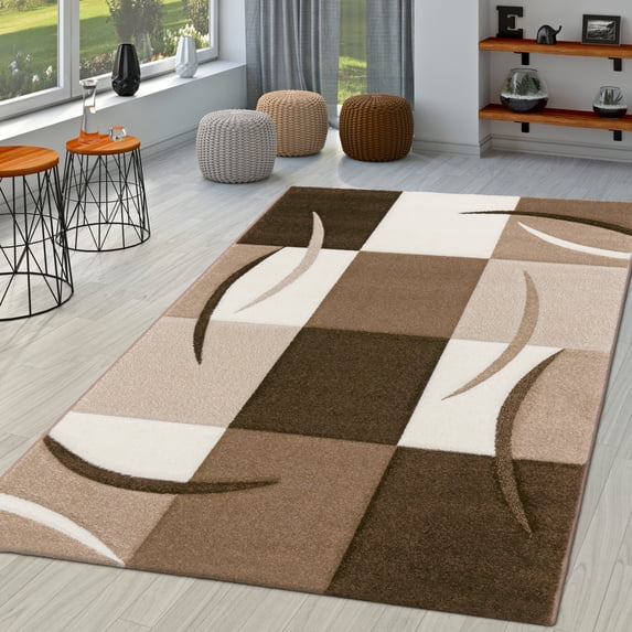 Paco Home Modern Geometric Living Room Area Rug in Brown – 3'11" x 5'7" (4'x6')