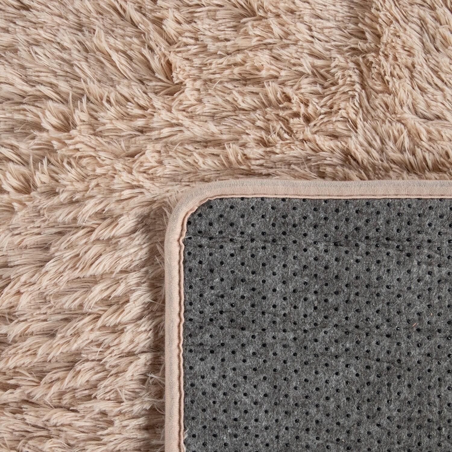 Beige Rectangular Synthetic Shag Rug 39.4" x 23.6"