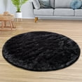 thumbnail image 1 of Paco Home Shag Rug Super Light & Cozy in Black - 6'7" Round (6'Round), 1 of 5