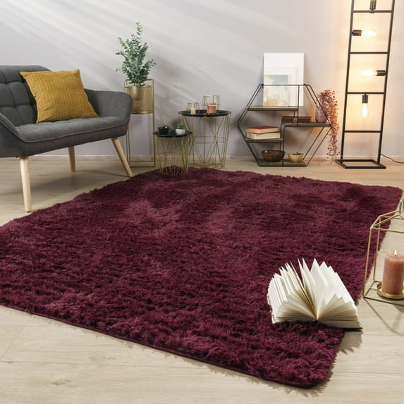 Paco Home Shag Rug Super Light & Cozy in Purple - 2' x 3'3" (2'x3')