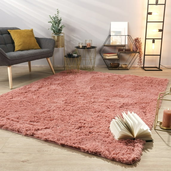 Paco Home Shag Rug Super Light & Cozy in Pink - 2' x 3'3" (2'x3')