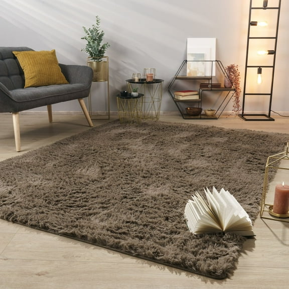 Paco Home Shag Rug Super Light & Cozy in Brown - 2' x 3'3" (2'x3')