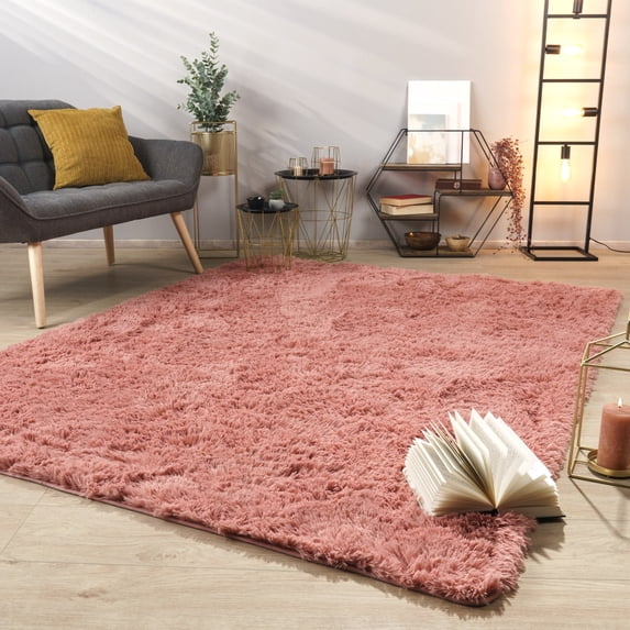 Paco Home Shag Rug Super Light & Cozy in Pink - 3'11" x 5'7" (4'x6')