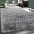thumbnail image 1 of Paco Home Soft Shag Rug For Bedroom & Living-Room Glossy Yarn Gray 5'3" x 7'7" 5' x 8' Rectangle Flokati, 1 of 5