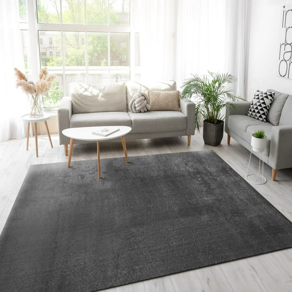 Paco Home Soft Washable Area Rug In Anthracite - 6'7" x 9'2" (6'x9')