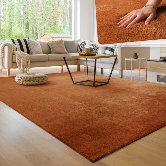 Paco Home Soft Washable Area Rug In Copper Brown - 6'7" x 9'2" (6'x9')