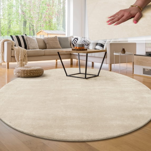 Paco Home Soft Washable Area Rug In Cream - 5'3" Round (5'Round)