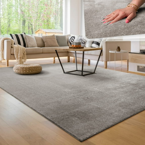 Paco Home Soft Washable Area Rug In Grey - 4'7" x 6'7" (4'x6')