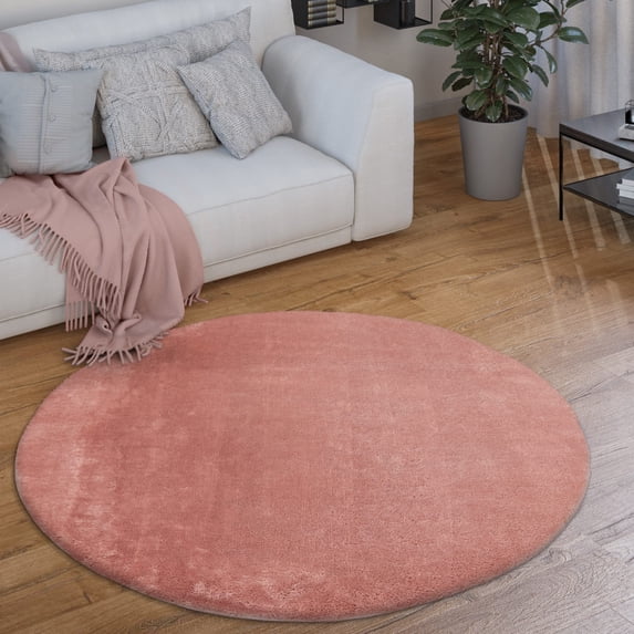Paco Home Soft Washable Area Rug In Pink - 6'7" Round (6'Round)