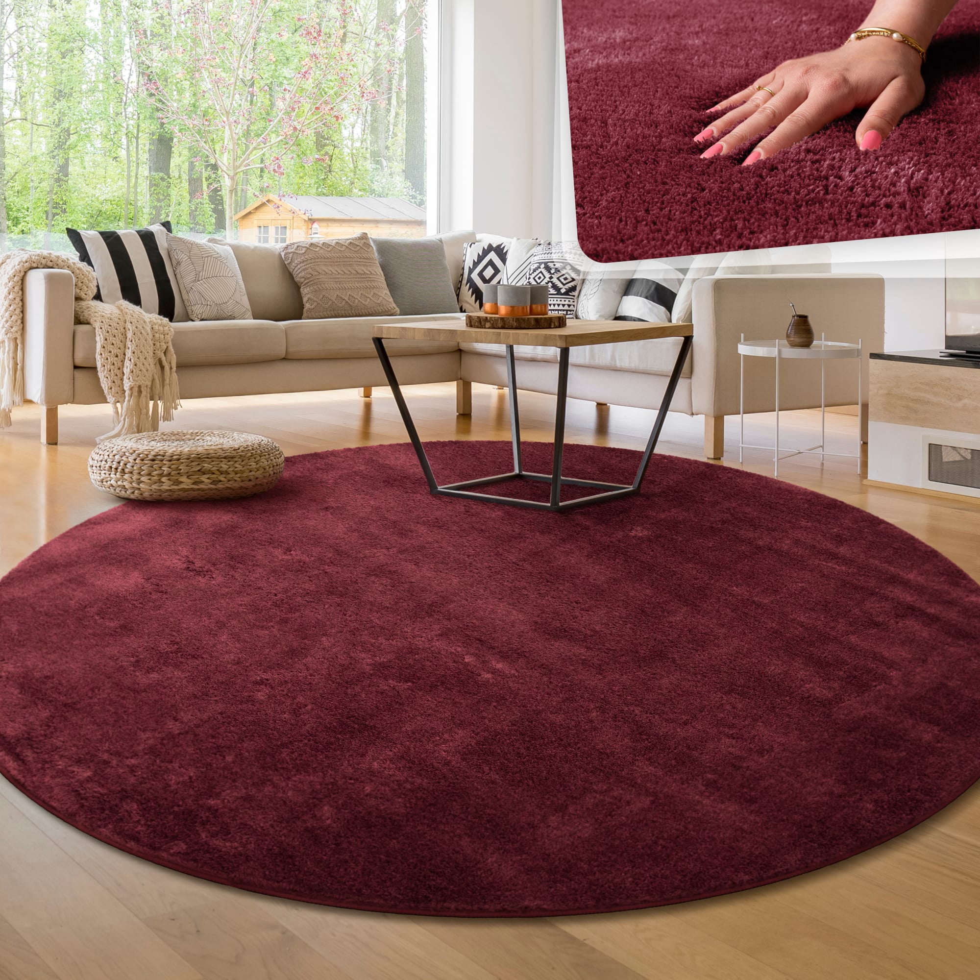 Paco Home Soft Washable Area Rug In Red - 6'7