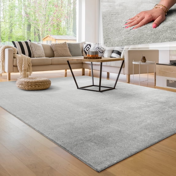 Paco Home Soft Washable Area Rug In Silver - 4'7" x 6'7" (4'x6')
