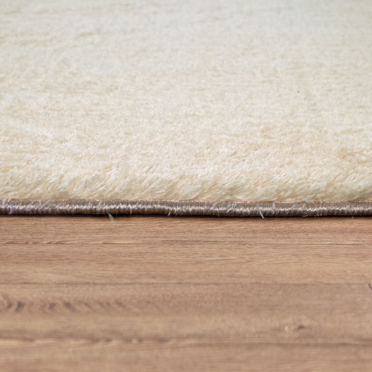Beige Rectangular Washable Synthetic Area Rug with Non-Slip Backing