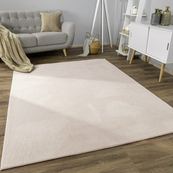 Paco Home Textured Area Rug Soft & Washable in Cream - 2'8" x 4'11" (3'x5')