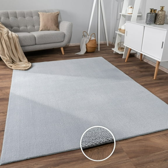 Paco Home Textured Area Rug Soft & Washable in Grey - 3'11" x 5'3" (4'x5')