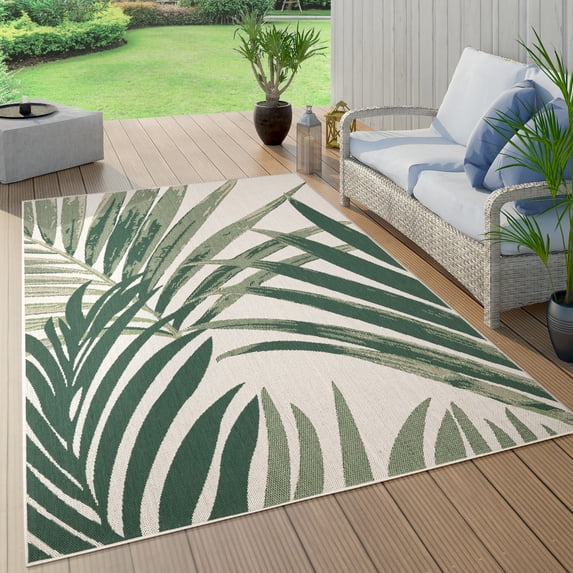 Paco Home In- & Outdoor Rug with with Jungle Design in Green - 2' x 3'3" (2'x3')