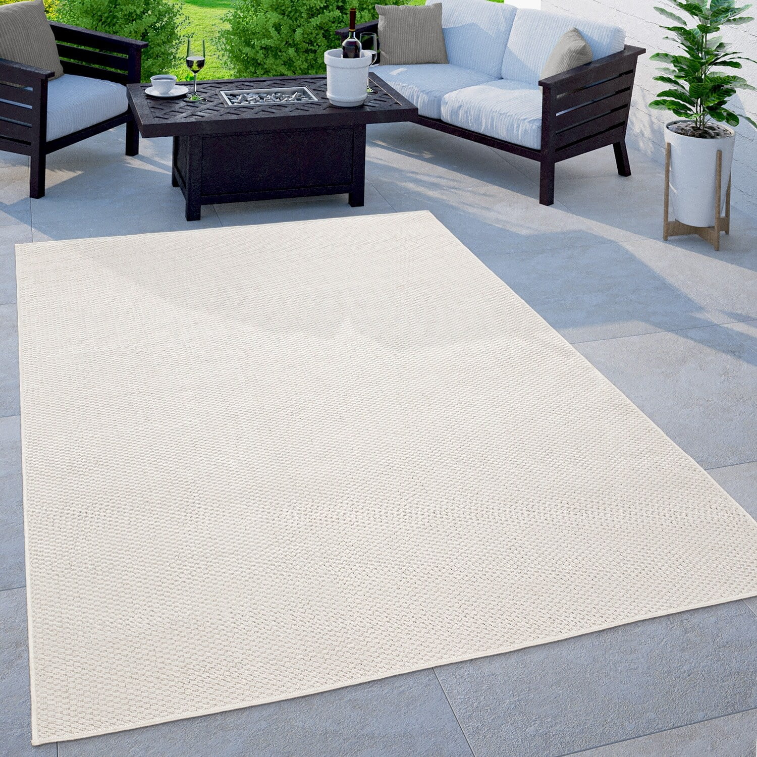 Paco Home Variegated Waterproof Outdoor Rug for Patio Cream 2' x 3'3" 2