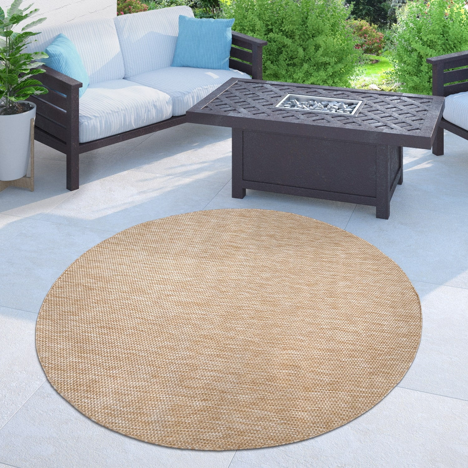 Paco Home Variegated Waterproof Outdoor Rug for Patio Blue 5'3 x 7'3 5' x  8' Outdoor, Indoor Rectangle 