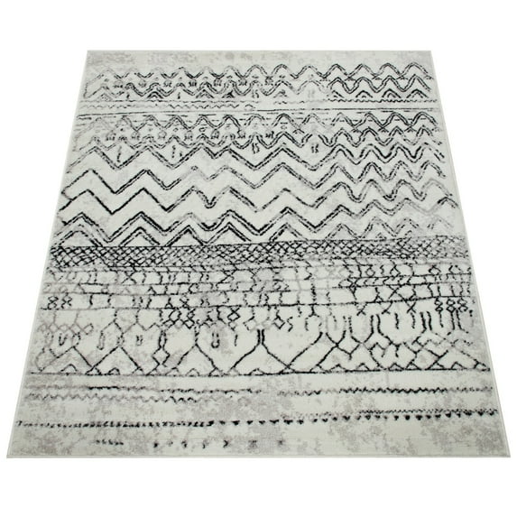 Paco Home Vintage Rug For Living Room In Black White Cream - Modern Boho Design 6'7" x 9'2" 7' x 9'