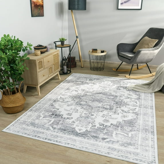 Paco Home Washable Area Rug with Faded Oriental Pattern - 5'3" x 7'3" (5'x7')