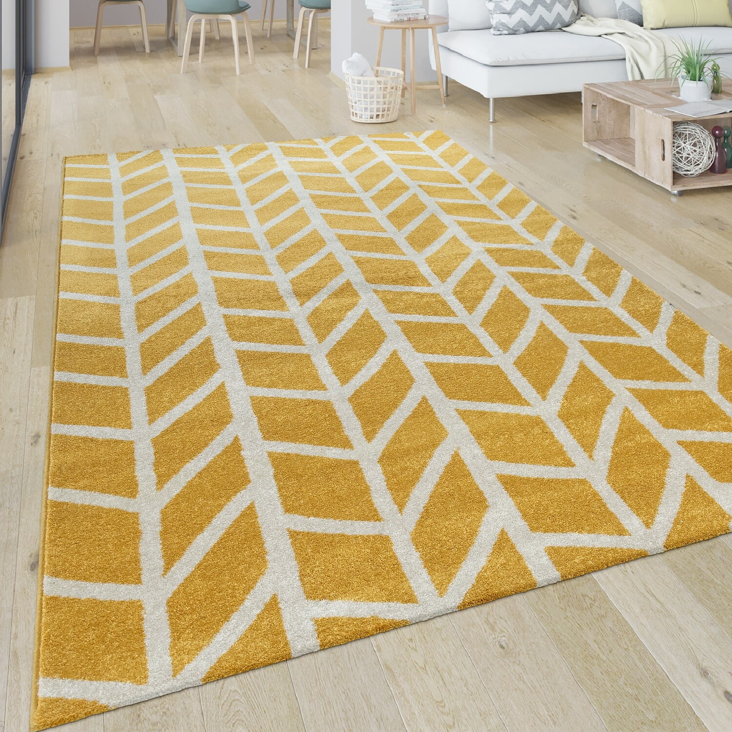 Red and Yellow Geometric Synthetic Runner Rug 2'8" x 9'10"