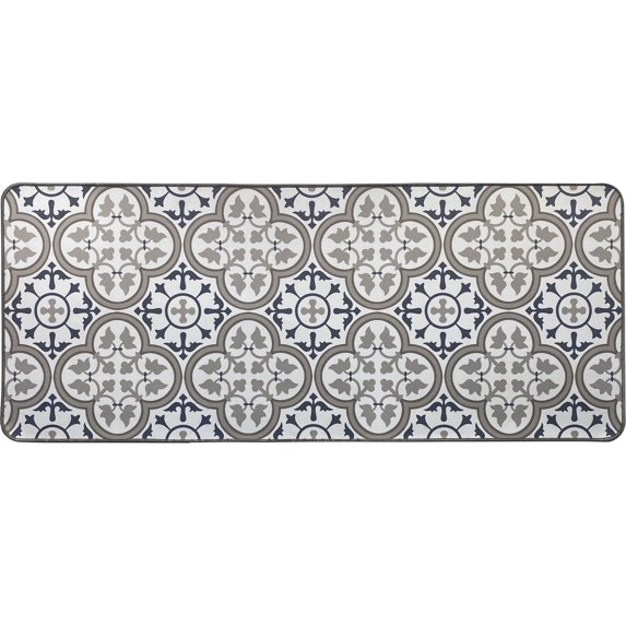 Paco Printed Kitchen Runner Mat 47" x 20" - Blue & Gray Tile Design - Stylish & Durable - Ideal for Homeowners & Renters - Non Slip & Comfort Floor Mat