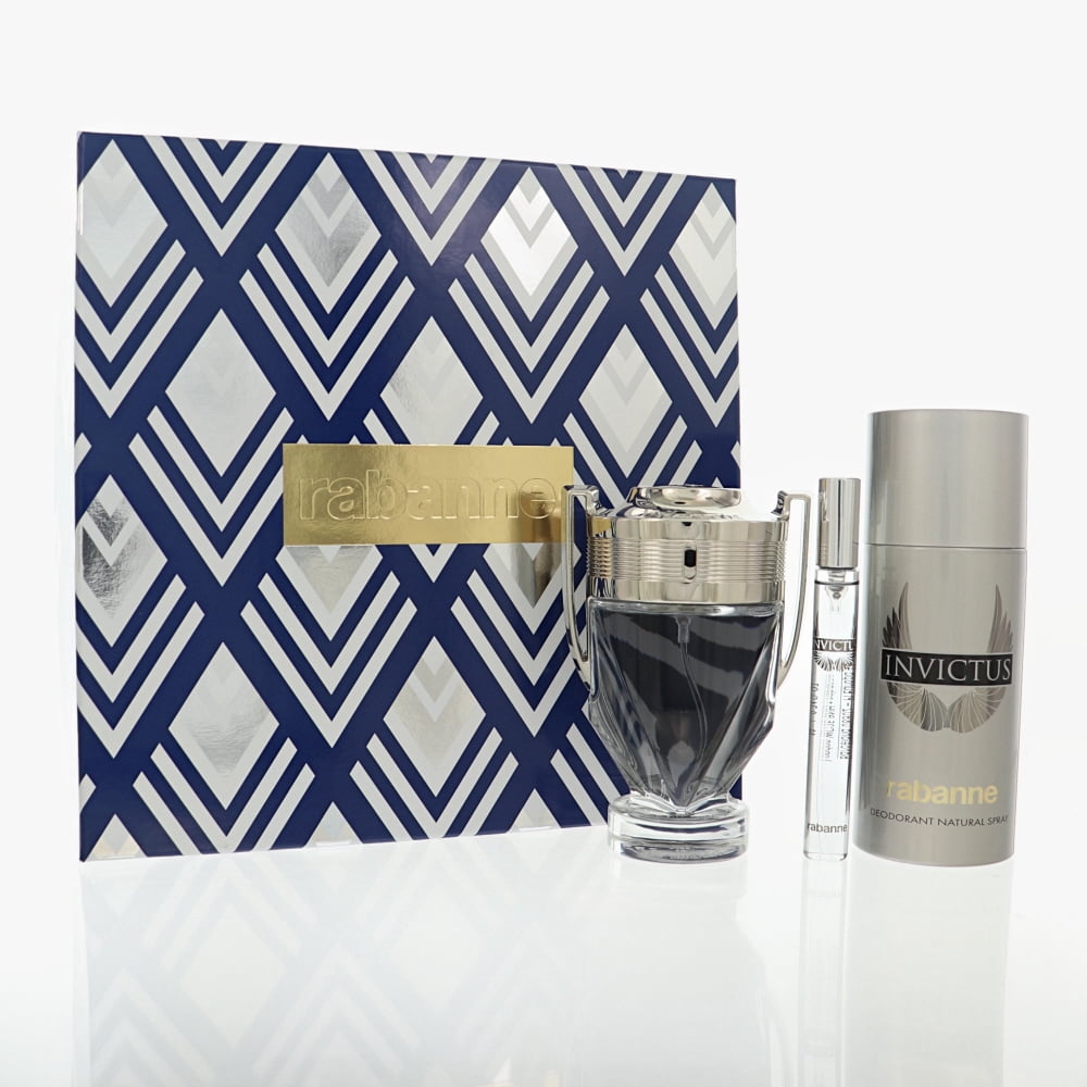 Paco Rabanne Invictus 3 Piece Gift Set For Men - 3.4 Oz Eau De