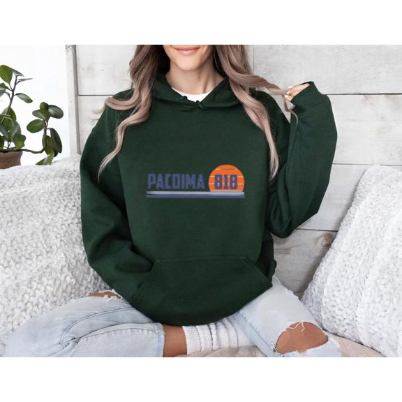 Pacoima California Area Code Retro Local Pride Graphic Hoodie, for men & women, up to size 5XL
