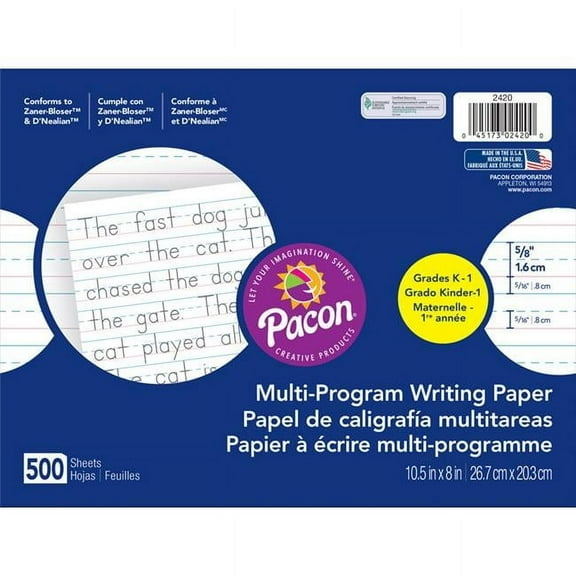 Pacon 10.5 x 8.62 in. Dnealian Multi-Program Handwriting, Grade K - 2 Reams