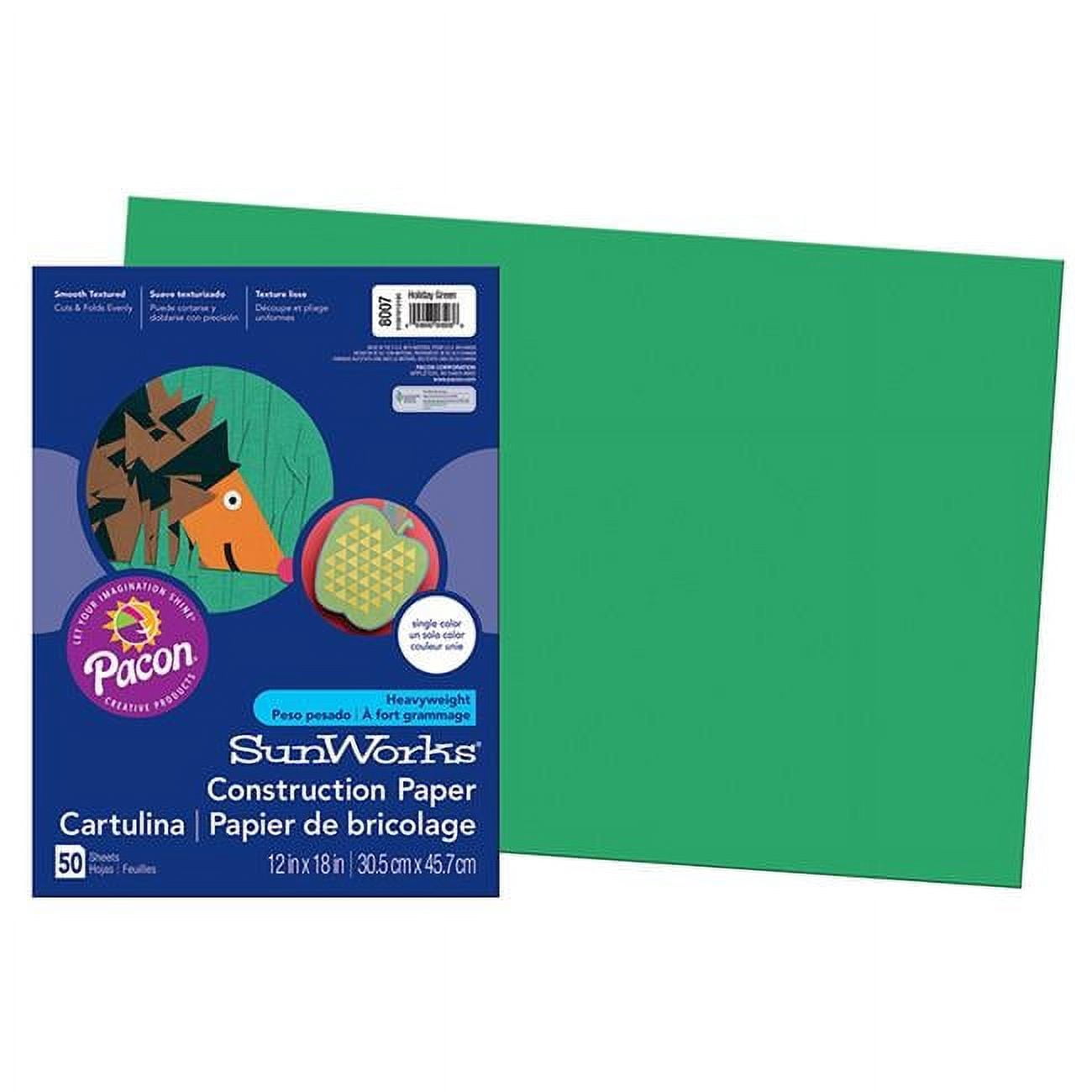 Pacon  12 x 18 in. Sunworks Holiday Green Construction Paper - 50 Count - Pack of 5