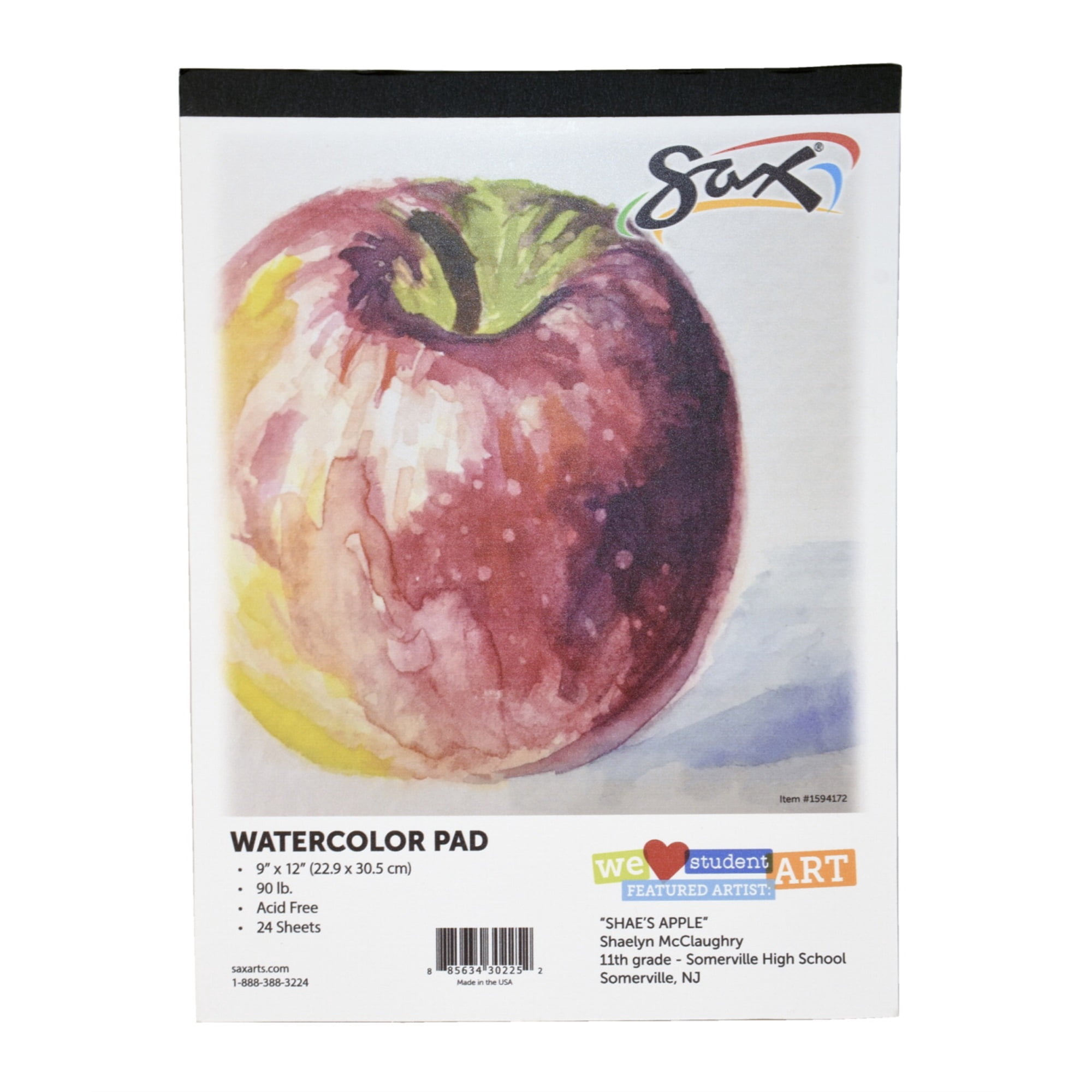 Pacon 1594172 9 x 12 in. Sax Watercolor Pad, 90 lbs, White - 24 Sheets