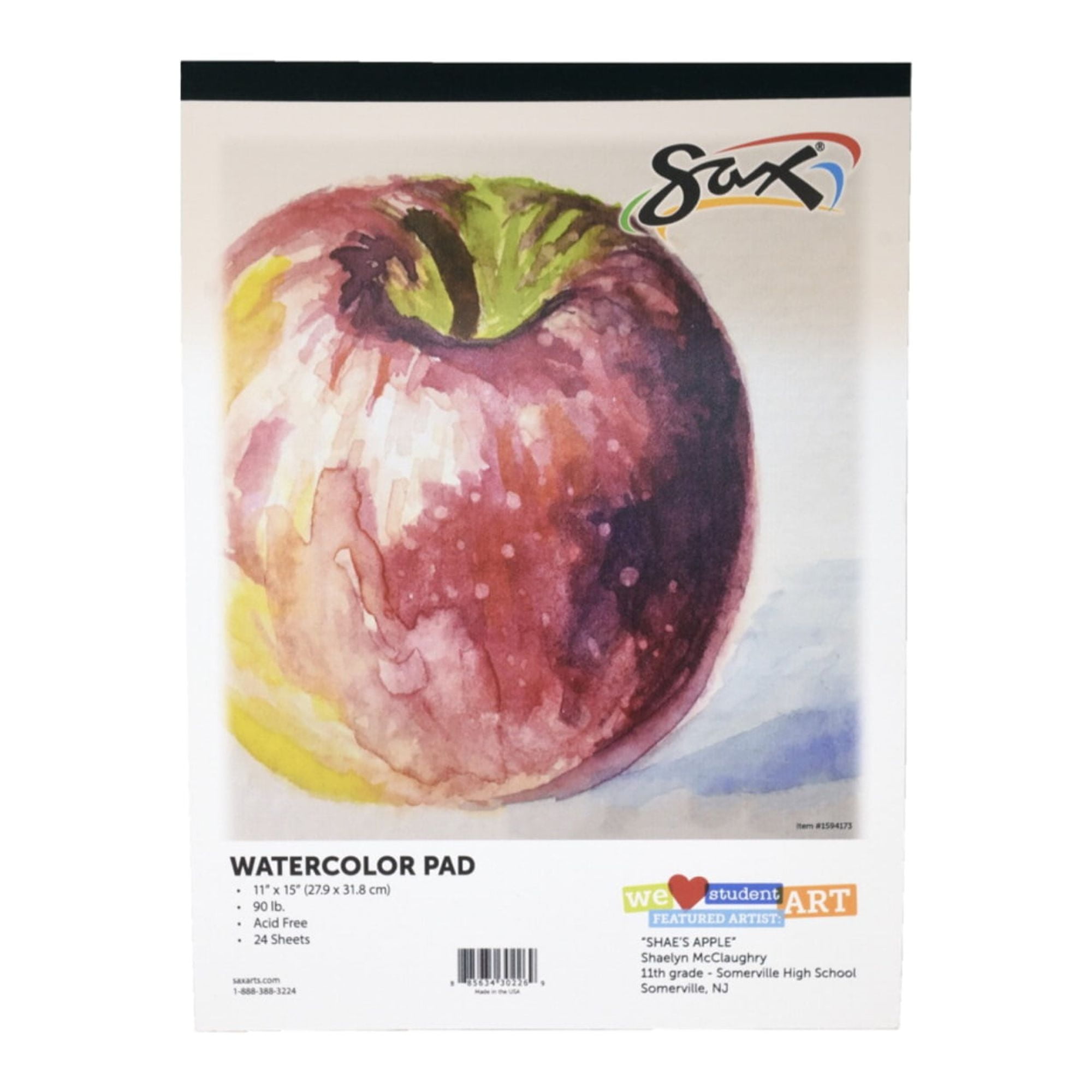 Pacon 1594173 11 x 15 in. Sax Watercolor Pad, 90 lbs, White - 24 Sheets