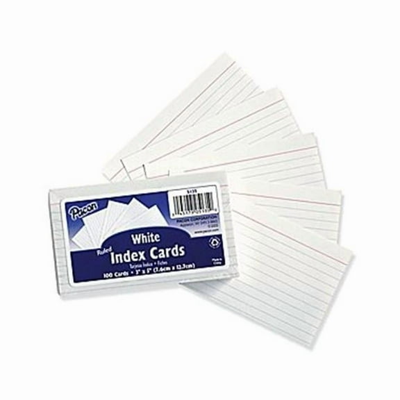 Pacon  3 x 5 Ruled Index Cards, White - Pack of 100