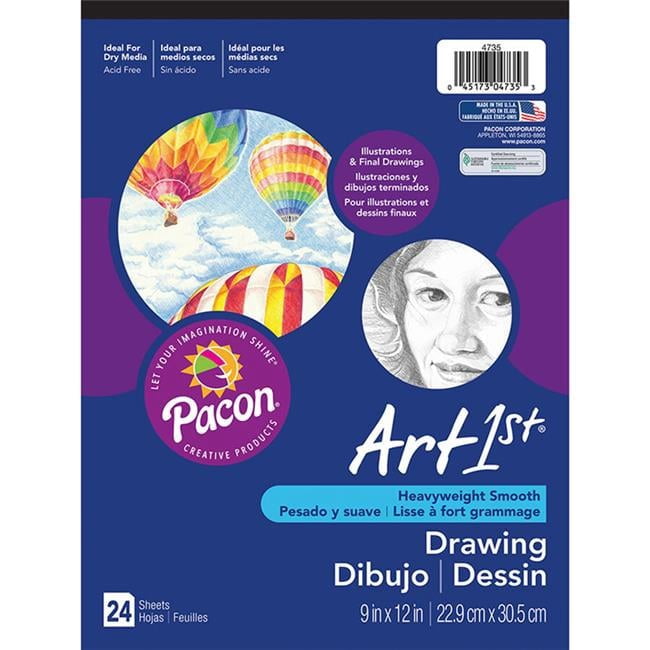 Pacon  9 x 12 in. Art 1st Drawing Pad, White - 24 Sheets Per Pack - 6 Each