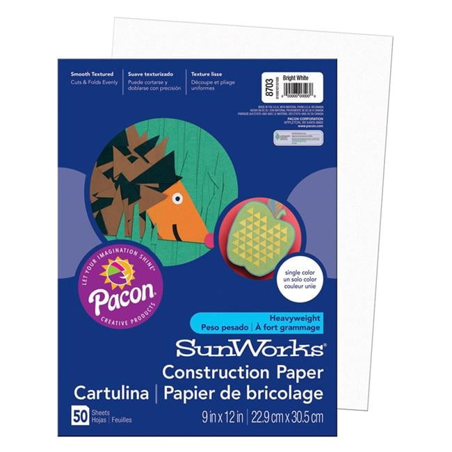 Pacon  9 x 12 in. Sunworks Bright White Construction Paper - 50 Count - Pack of 10