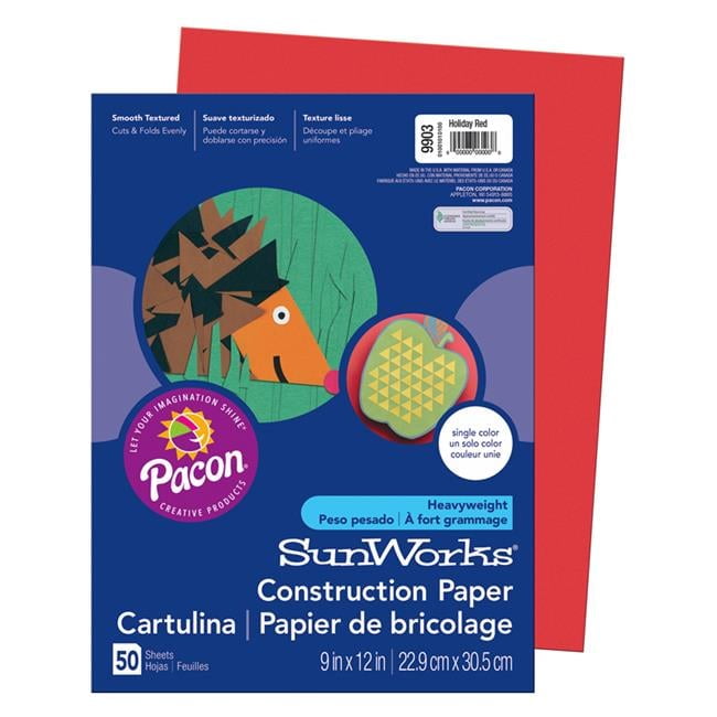 Pacon  9 x 12 in. Sunworks Holiday Red Construction Paper - 50 Count - Pack of 10