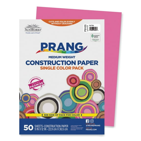 Pacon 9103 SunWorks Construction Paper Heavyweight 9 x 12 Hot Pink 50 Sheets
