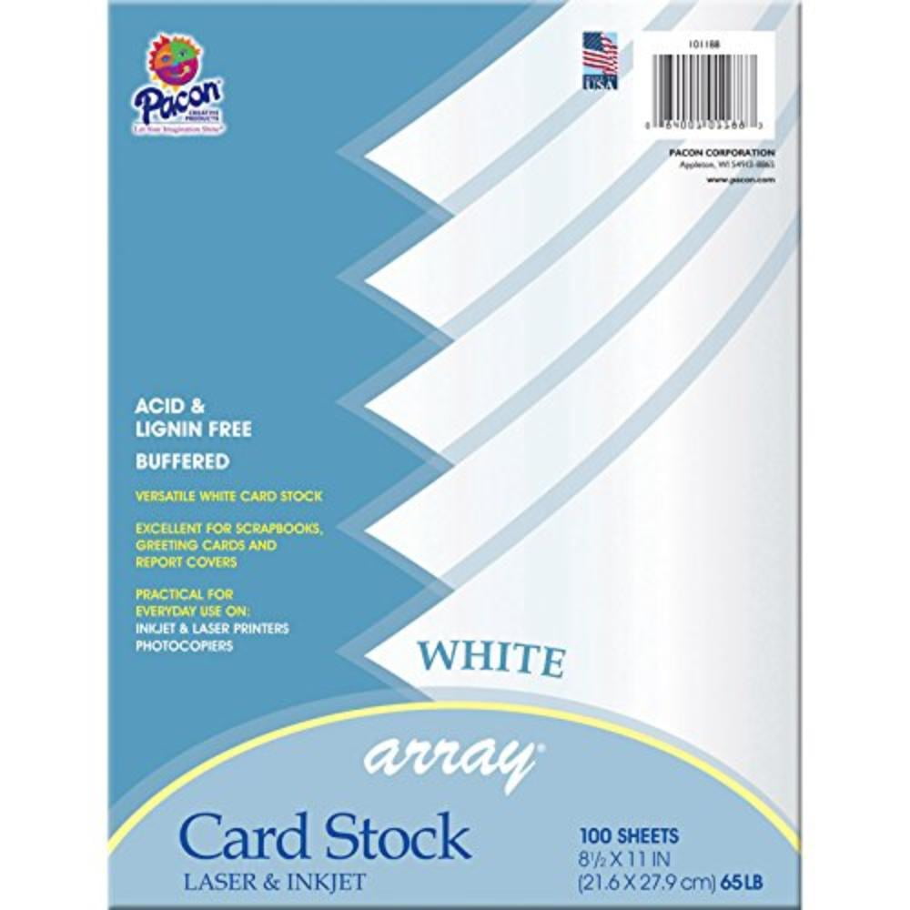 Pacon Array Card Stock, 65lb, 8.5 x 11, White, 100/Pack (101188)