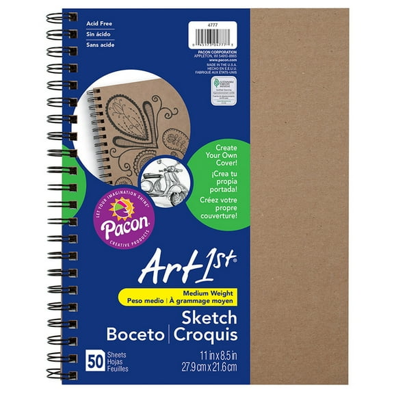 UCreate Create Your Own Cover Sketch Diary, Natural Chip Cover, 11" x 8-1/2", 50 Sheets